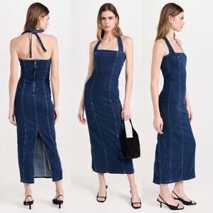 NWT Reformation Evita Denim Midi Dress in Vermillion Blue Size 6